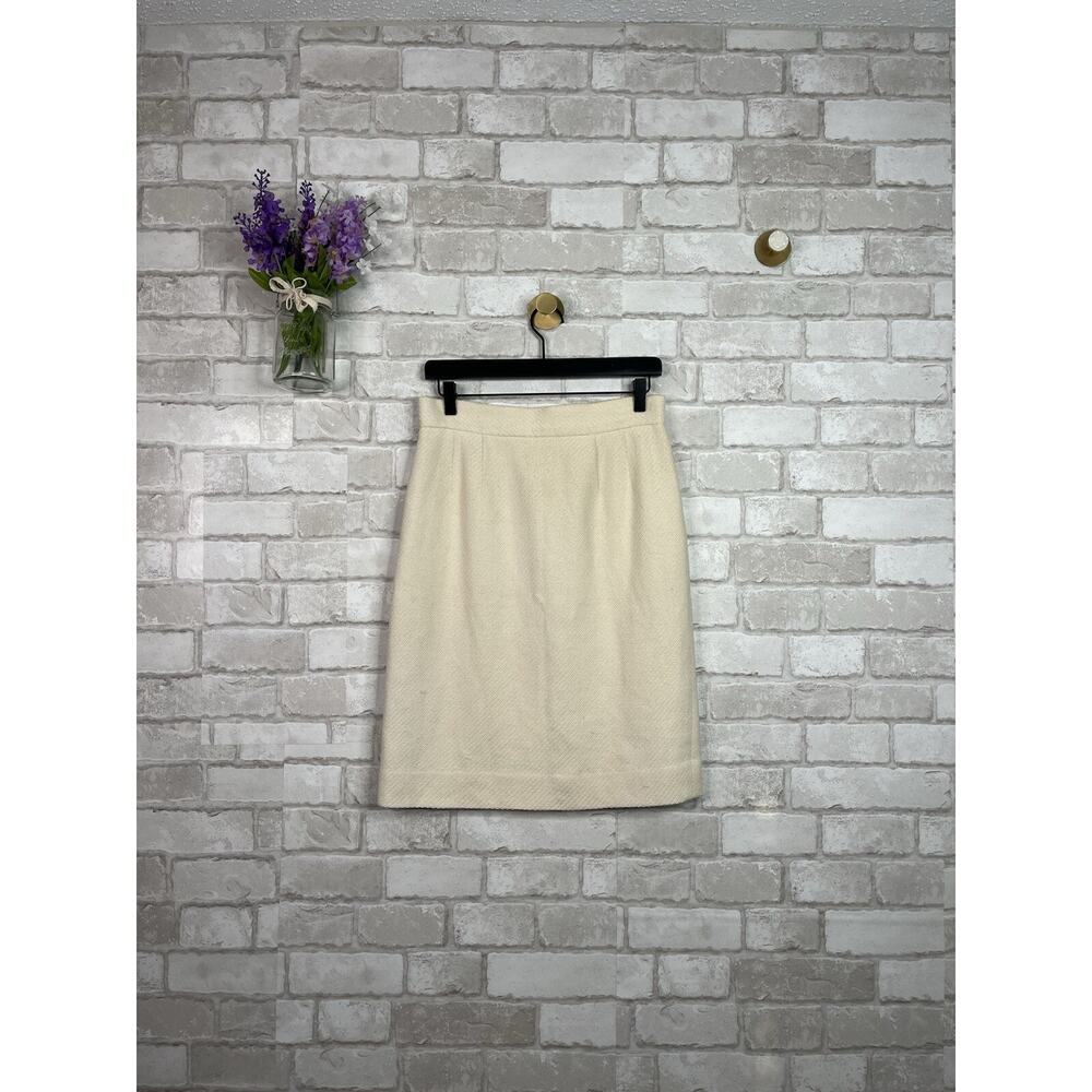 VINTAGE Mark Shale Barry Bricken Cream Lined Pencil Skirt